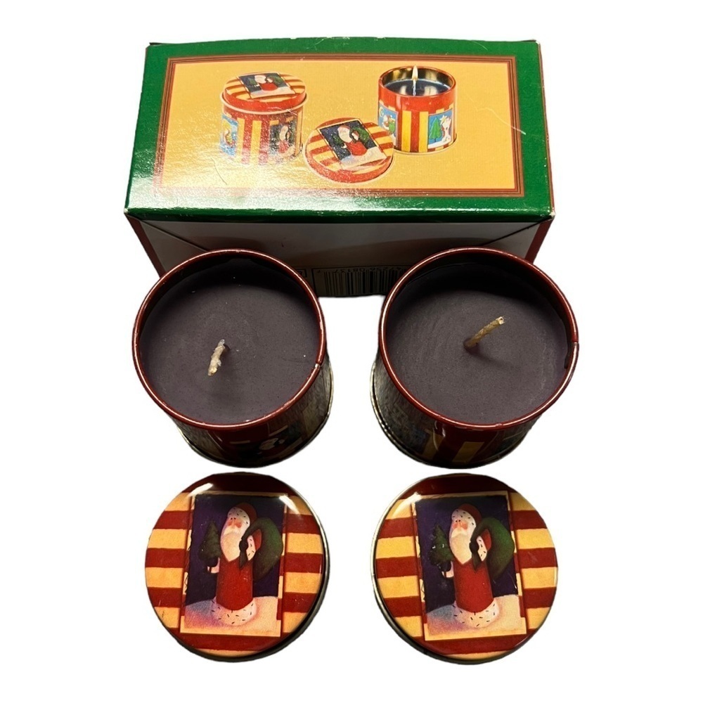 Folk Santa Mini Wick 'n Tin Candle Set